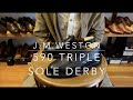 ジェイエムウエストン 590 トリプルソールダービー ウイングチップ ブラック サイズ7.5E【2928】