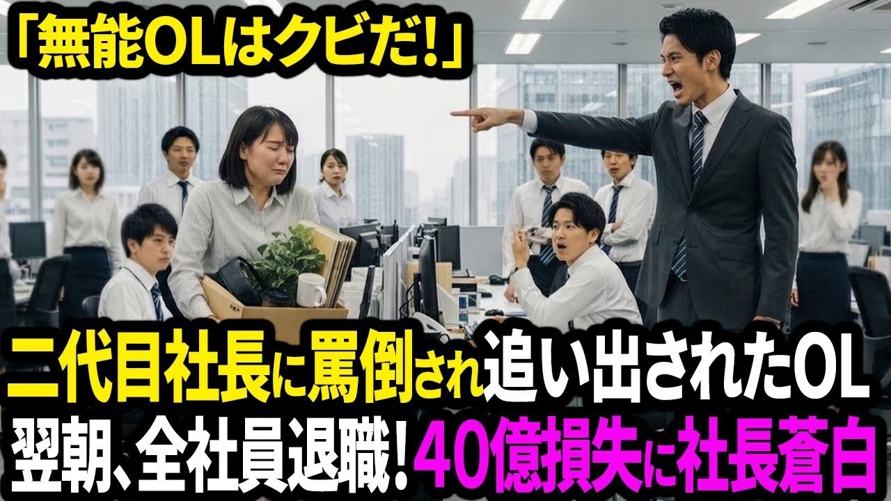 「無能OLはクビだ！」二代目社長に追い出されたOL。翌朝、全社員退職で40億損失に社長蒼白【面白きかな人生】