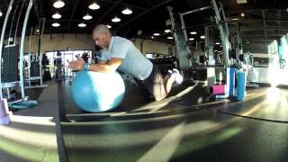 Celebrity Physio Ball Static Modified Plank on Knees Core Strength Profile