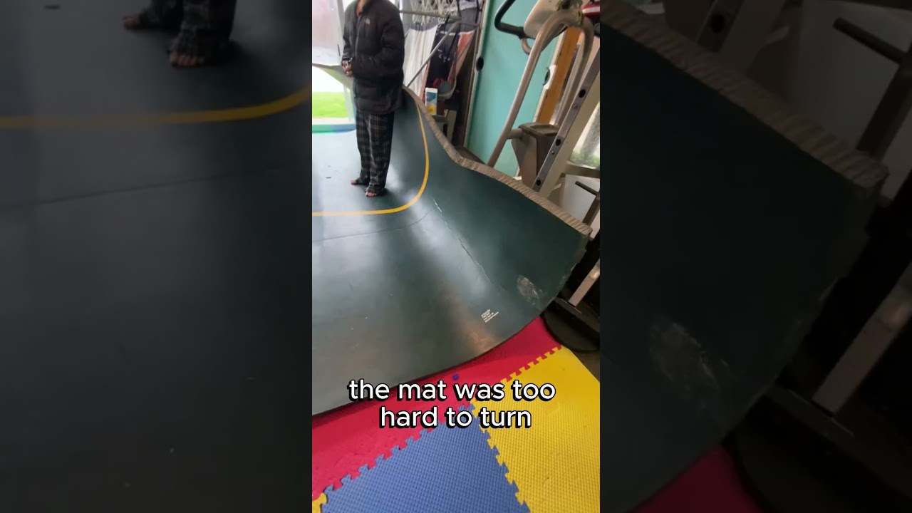 How we set up a wrestling mat in our house 