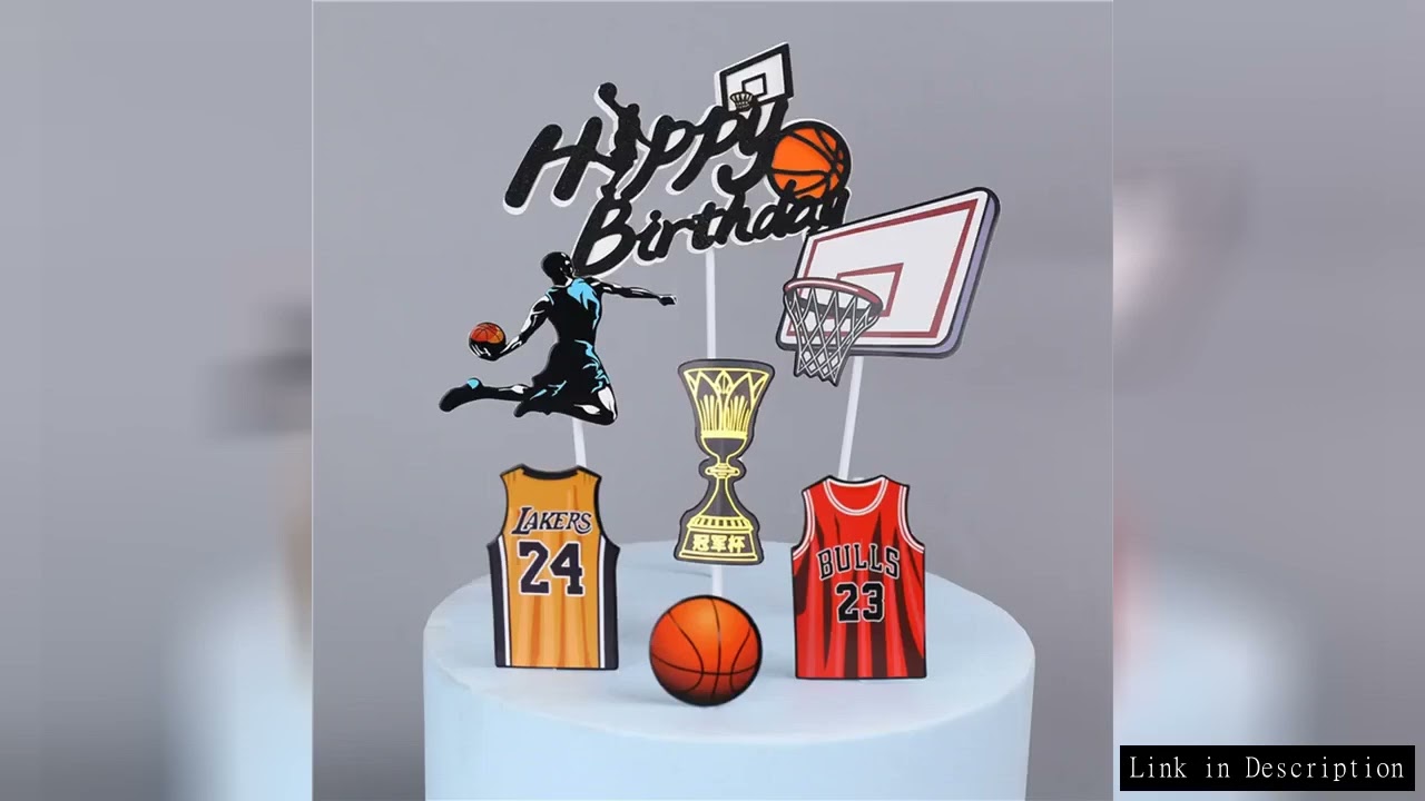 1 set Basketball happy birthday Cake Toppers Football Cupcake Toppers for Kids Boys Birthday Party c