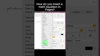 How do you insert a math equation in Pages?
