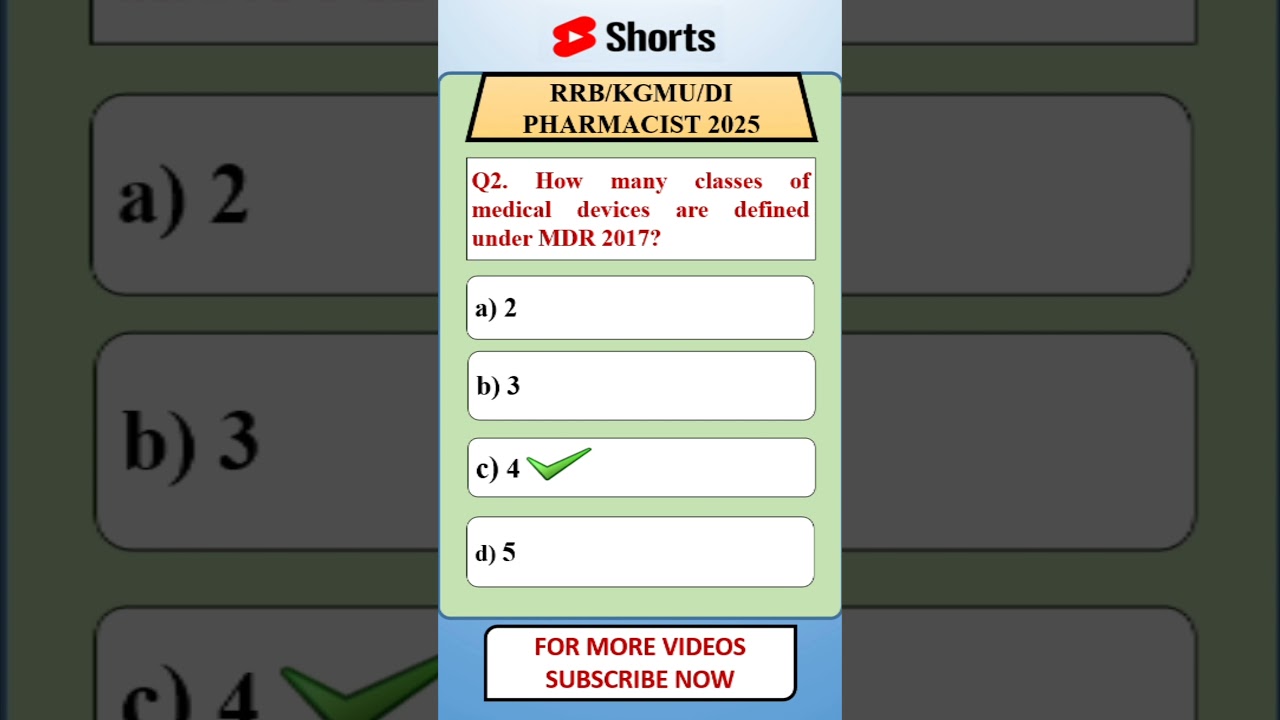 Серия MCQ для фармацевтов RRB P-16 🔥 | KGMU, UPSC MEDICAL DEVICE DI | Pharmshala 