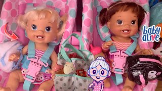 BABY ALIVE Twins Abby & Aubrey packing diaper bag and Suitcase for Grandmas House 👵🏻