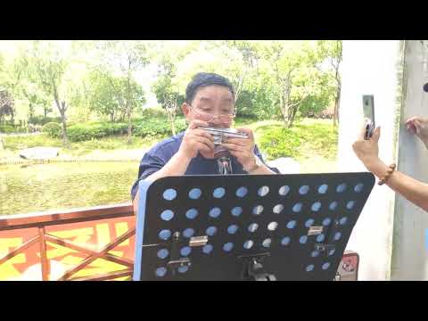 琴友聚会浦东陈行公园，蒋金临老师吹口琴《新春乐》，添彩助兴！