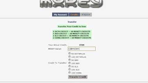 transfered 50 DCT4PLUS credits to Mxkey.avi