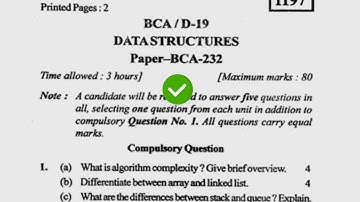 2019 KUK BCA 3rd Sem Data Structure Question Paper