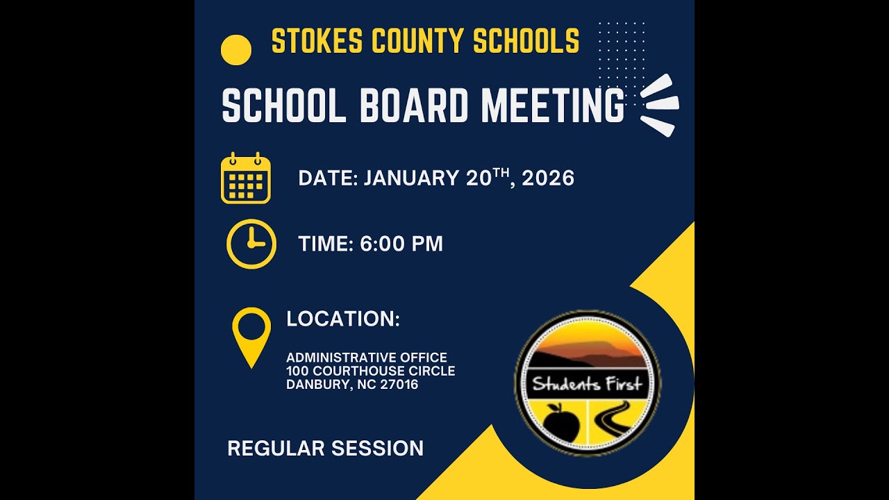 Stokes County Schools Board of Education Meeting 1/20/2026 - YouTube