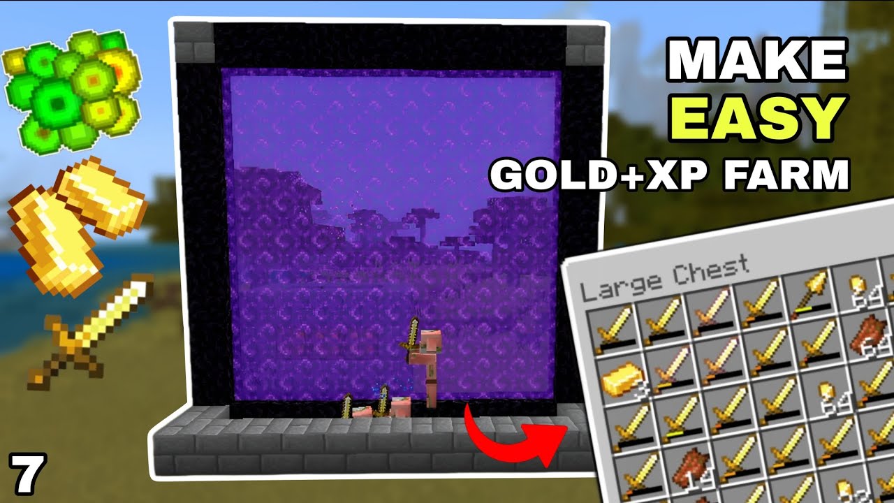 Make Easy gold+XP farm l 100% working l Minecraft PE l Minecraft l part7