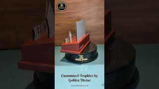 Handcrafted Souvenir with Acrylic School Building, Pen Customized Trophy for School/College Reunion🏆