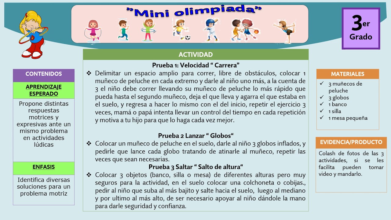 PLANEACIÓN DE EDUCACIÓN FÍSICA PARA PREESCOLAR SEMANA 15 - YouTube