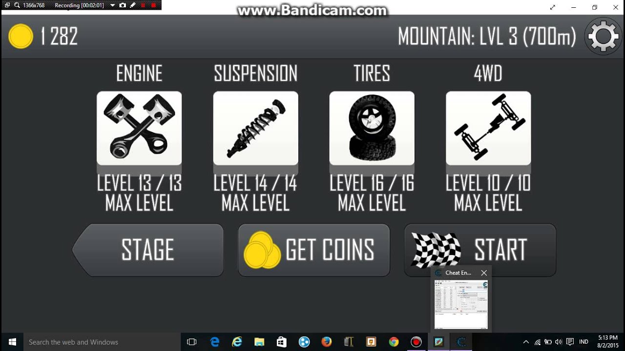 How To Cheat/Hack Hill Climb Racing in windows 8/8,1/10 with cheat