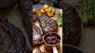 Two steaks. One board.  #RibeyeVsStrip #FoodDebate #SteakLover #Foodie #FoodPorn #SteakNight #food