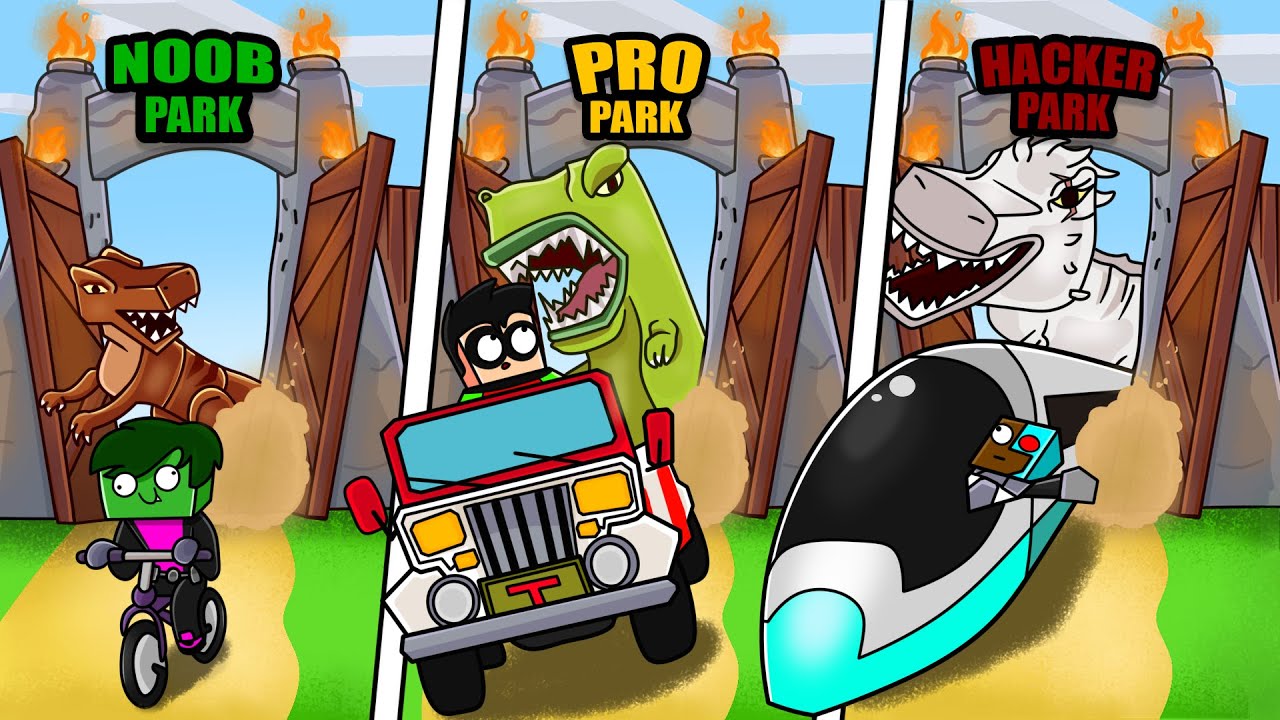 Teen Titans GO!  NOOB vs PRO vs HACKER - JURASSIC PARK BUILD CHALLENGE in Minecraft - Animation