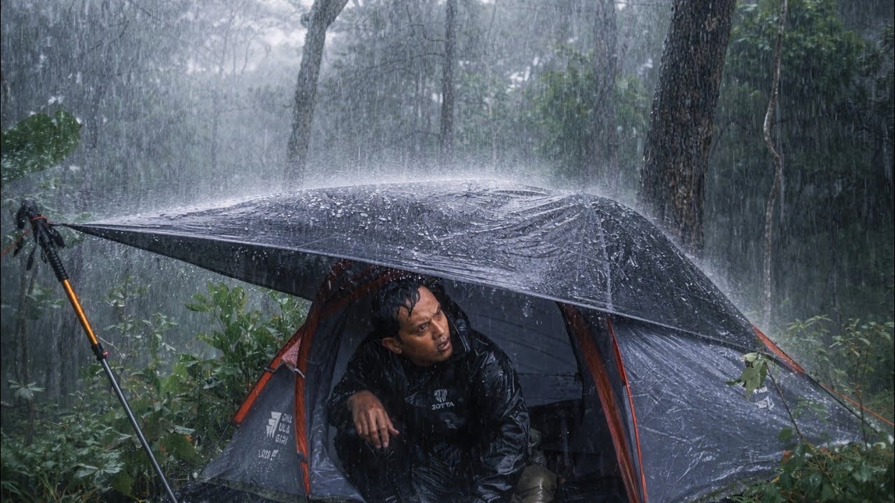 I Thought It Was Just Rain... Then a Storm Hit | Camping in Heavy Rain and Bad Weather