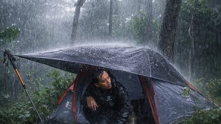 I Thought It Was Just Rain... Then a Storm Hit | Camping in Heavy Rain and Bad Weather