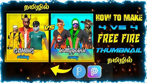 how to make 4 vs 4 thumbnail free fire tamil in gaming rising