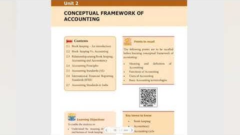 TN STATE BOARD 11th ACCOUNTANCY - UNIT 2 - CONCEPTUAL FRAMEWORK OF ACCOUNTING CONTENTS IN TAMIL