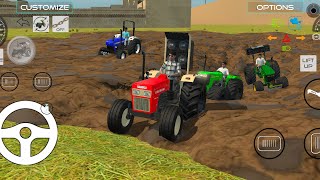 Swaraj 744 vs  Johndeere vs  New Holland vs Indo Farm Tractor Offroading Gameplay #swaraj #jcb #game screenshot 5