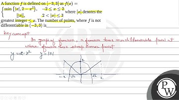 A function \(f\) is defined on \([-3,3]\) as \(f(x)=\) \(\left\{\begin{array}{cc}\min \left\{|x|....