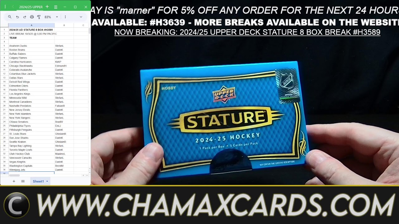 BREAKING TONIGHT: 2024/25 UPPER DECK STATURE HOCKEY 8 BOX BREAK #H3589