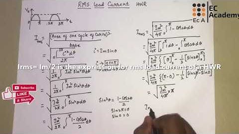#118 RMS load current of Half Wave Rectifier || EC Academy