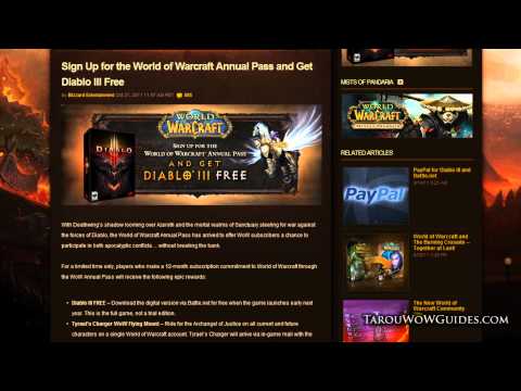 Annual WoW Pass: FREE Diablo 3, Tyrael&rsquo;s Charger Mount, & Beta Key for Mists of Pandaria!