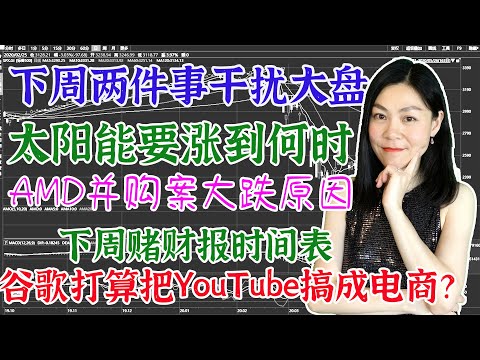 美股分析(周末点评10.9):下周有两件事或将干扰大盘,是涨是跌?谷歌要把YouTube搞成购物平台?AMD收购赛灵思Xilinx,股价大跌,怎么回事?太阳能板块会不会倒在选举之前?附财报攻略。