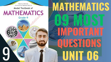 9th Class Math Unit 5 | 5 Most Important Questions | Federal Board