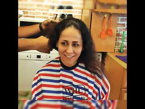 Iranian Woman Chop Long Hair At Home