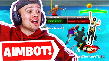 i unlocked AIMBOT on NBA 2K21.. so UNFAIR! (100% CONTESTED GREENS)