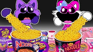 Convenience Store PURPLE PINK Mukbang with CATNAP vs HIS FAMILY | Poppy Playtime 3 Animation | ASMR