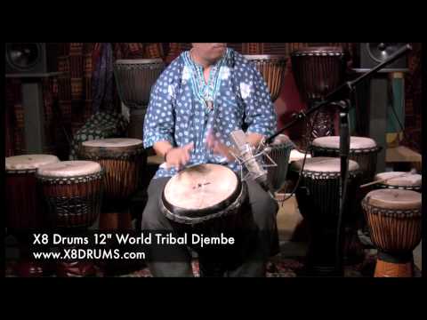 X8 Drums 12" World Tribal Djembe Demonstration by Ronnie Roc