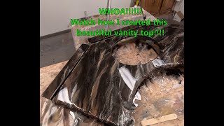 Check out how I created Bronze Marble countertops using Stone Coat Epoxy! | KCDC Designs