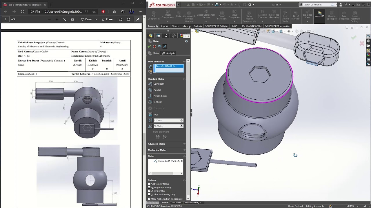 SolidWorks Lab - Experiment 3 - YouTube