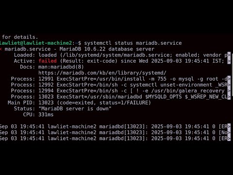 ERROR WHILE RUNNING MARIADB