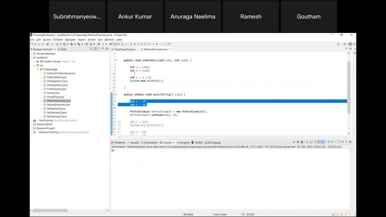 Selenium with Java Training - Class 3 - Methods, If Else, Switch Case, For Loops, Break and Continue