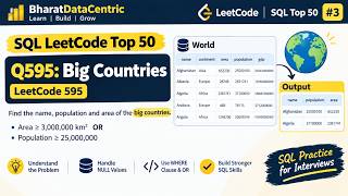 LeetCode SQL 50 Q3: Big Countries | Problem 595 SQL Solution | WHERE + OR
