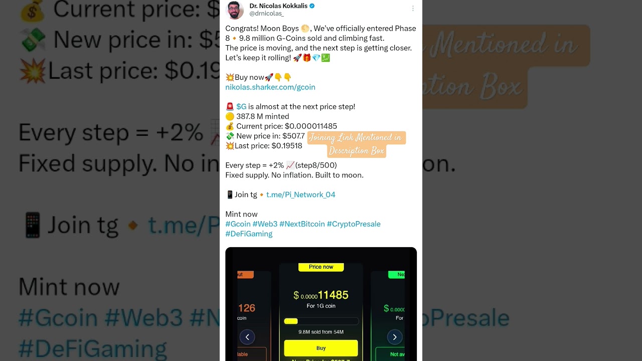 G Coin Launch Dr. Nicolas Kokkalis (Pi Network)