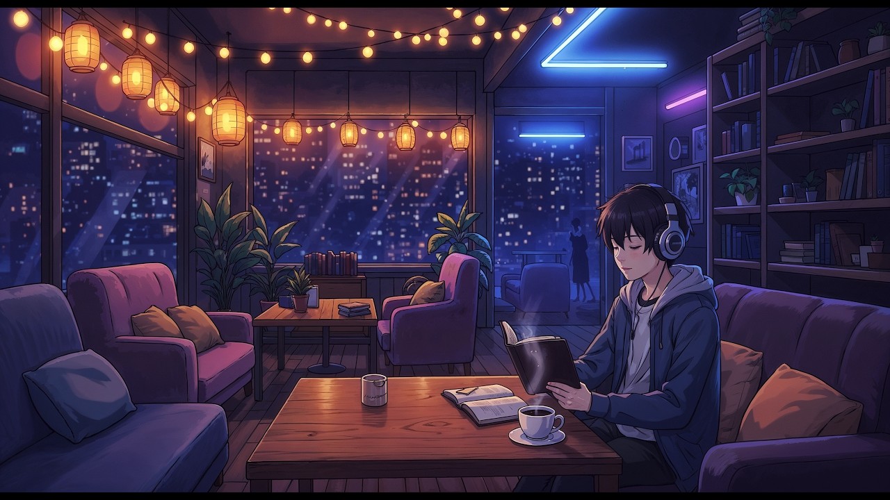 Nighttime Lofi Study Mix | Warm Café Atmosphere