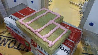 Технология приклейки минераловатной плиты клей-пеной, разметка, приклейка, фиксация Бийским Дюбелем