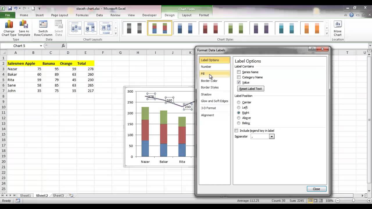 Add Total To Stacked Bar Chart