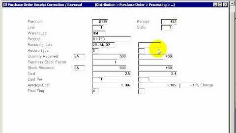 purchase order - receipt correction or reversal