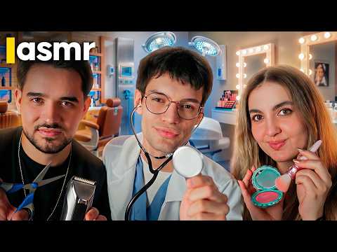 ASMR para DORMIR Profundamente 😴 3 Roleplays: Nervios Craneales, Maquillaje y Barbería
