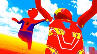Супергерои ДИКО СЛОЖНАЯ ЛАВА КАРТА HUMAN FALL FLAT пластилиновые герои Володя Человек Паук и Железный Человек
