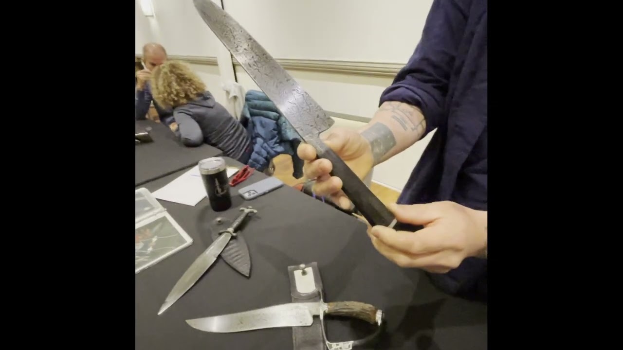 The 2023 Solvang Custom Knife show at the Table of Andrew Meers of Meers Studio.