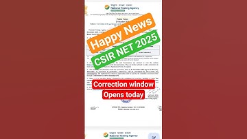 CSIR NET CORRECTION WINDOW OPENS TODAY |UGC NET December 2025 Update | How to correct NTA JRF shorts