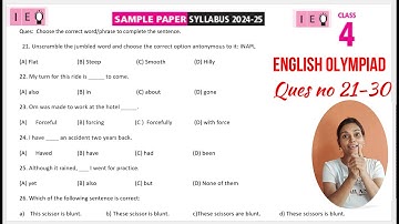 IEO Class 4 English Olympiad Sample Paper Ques no 21-30 |  English Olympiad Mock Test for Class 4