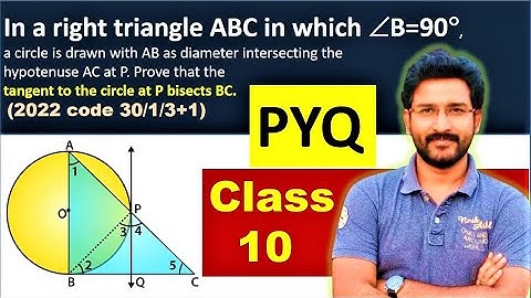 In a right triangle ABC in which B = 90°, a circle is drawn with AB as diameter | class 10 circles