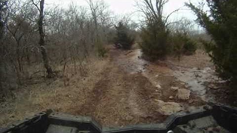 Polaris RZR in the rocks, mud, sand and snow of Kaw City Trails recorded with a GOPRO HERO HD camera